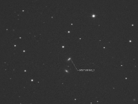 BRUTUS6852 3 Cropped Annotated 1x300sec  Supernova in Mrk 842 On July 12, 2014 at the Columbus Astronomical Society meeting OSU researcher Dr. K. Stanek gave a presentation about the All Sky Survey project named ASAS-SN.  After the meeting Dr. Stanek and I talked and I offered my assistance to collaborate on the project.   I never thought that results would materialize this quickly!  Three days after the CAS meeting I received a request from Dr. Stanek to check a transient event that they had detected with their equipment in Hawaii.  It happened to be clear that night so I went to the Hut and took a few 300 sec and 600 sec images.   When I looked at the first 300 sec image the supernova was very evident!   I quickly "processed" the image with PixInsight by just stretching it and sent it over.   This image provided confirmation of a supernova in Mrk 842 a distant galaxy near the constellation of Bootes!   Here is the Astronomer's Telegram: http://www.astronomerstelegram.org/?read=6318 with my name as the second. :) Science!